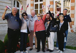 Happy People waving with French flag, happy with the Champagne France Tour