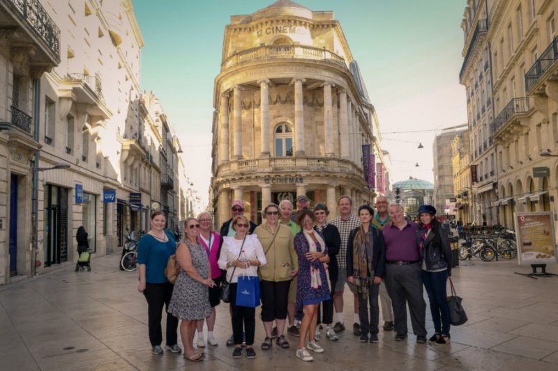 Tour guests exploring historical Bordeaux