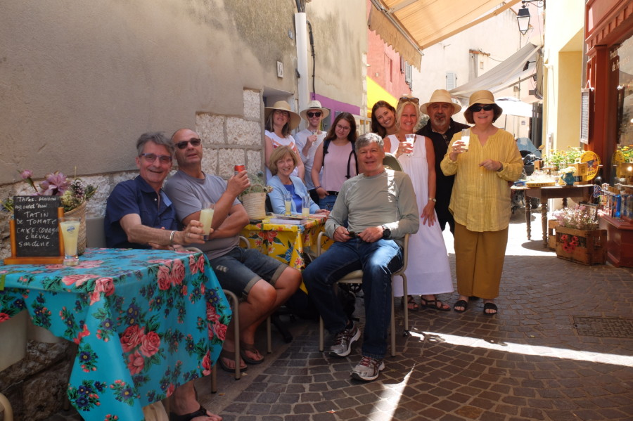 Christy and her lovely quests tasting drinks, Provence Tour Itinerary