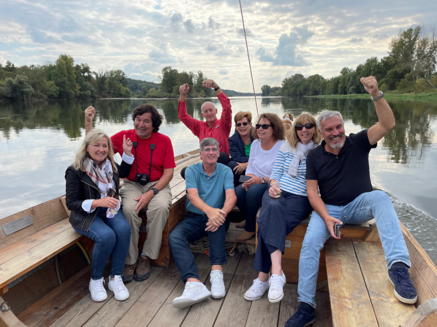 People enjoying boat ride on a lake, Loire Valley France Tour