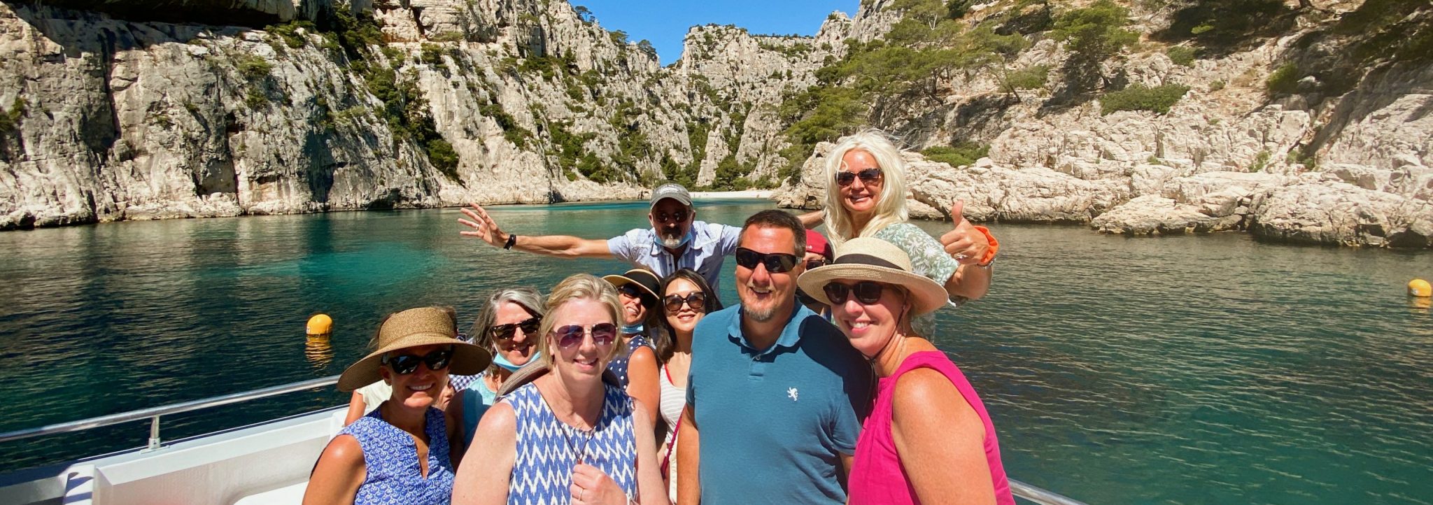 Christy Destremau on the boat with happy guests