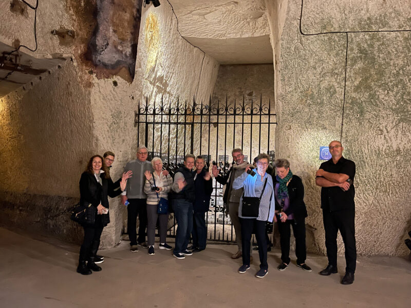 Private tour of Champagne cellars with guests during France Off the Beaten Path 11-Day France Specialty Tour.