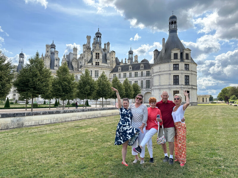 June Loire Valley tour guests at Chambord Castle - Loire Valley Tour Itinerary
