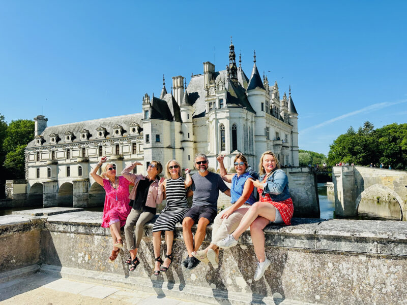 Tour guests, visiting Chenonceau castle. 2024 Loire Valley tour dates.
