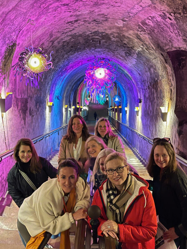 Champagne tour guests at Pommery