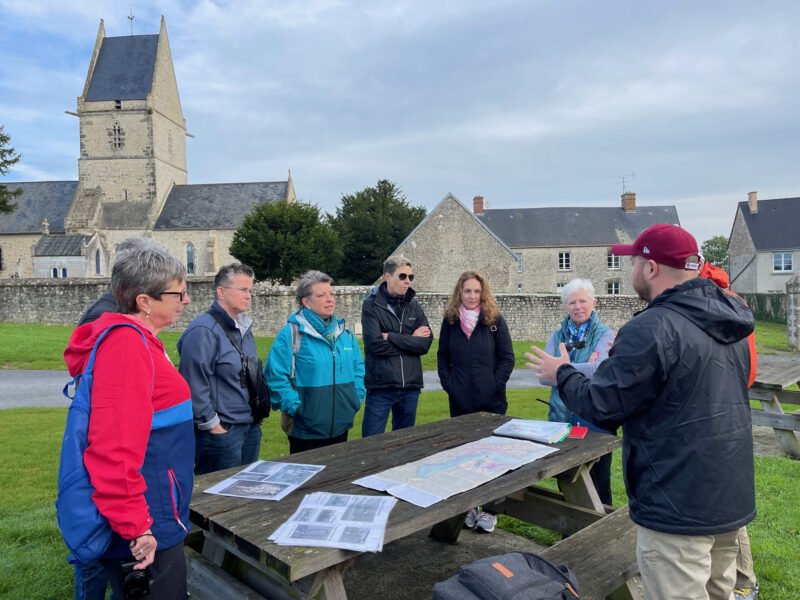 Tour guests discovering untold stories from vets interviewed by France Off the Beaten Path guide