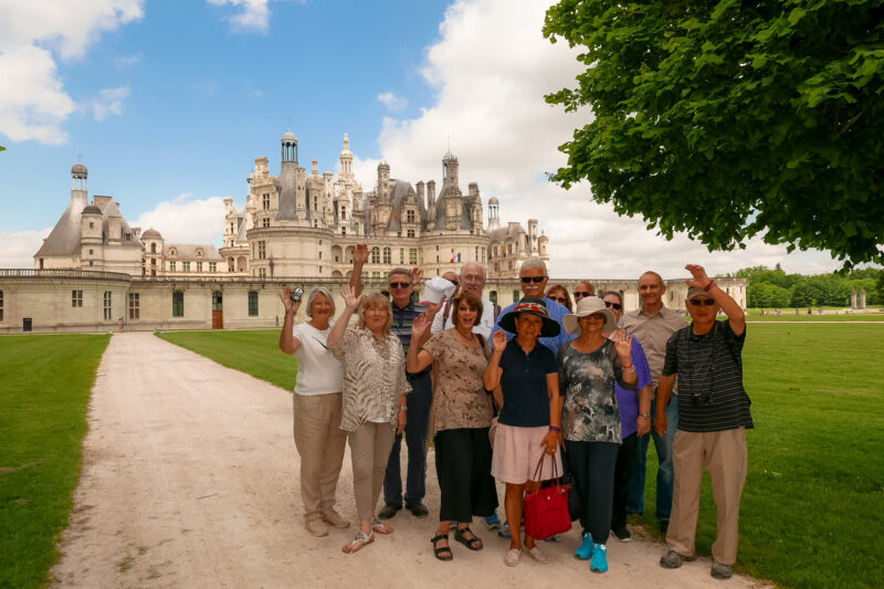 tour guests exploring history on tour in the Loire Valley with Christy Destremau