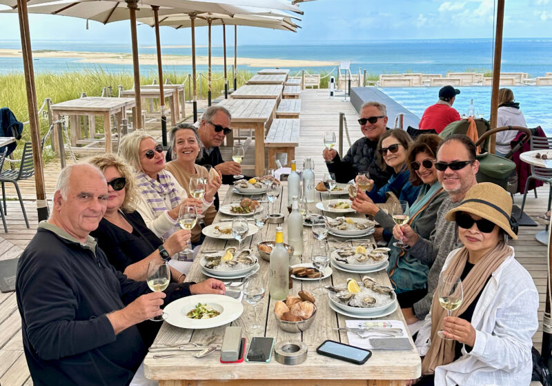 Bordeaux tour guests at our gourmet lunch at Arcachon Basin