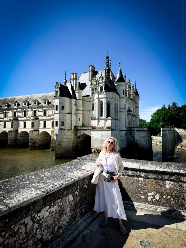 Founder Christy Destremau touring with guests in Loire Valley, France.