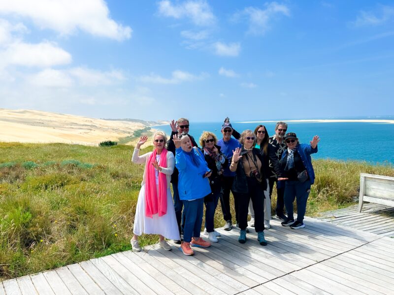 guests and guides at dune de Pylat during France Off the Beaten Path Bordeaux tour