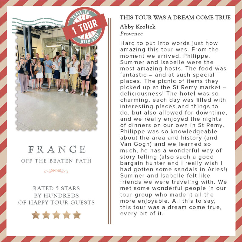 Abby Krolick June 17-22 Provence tour review