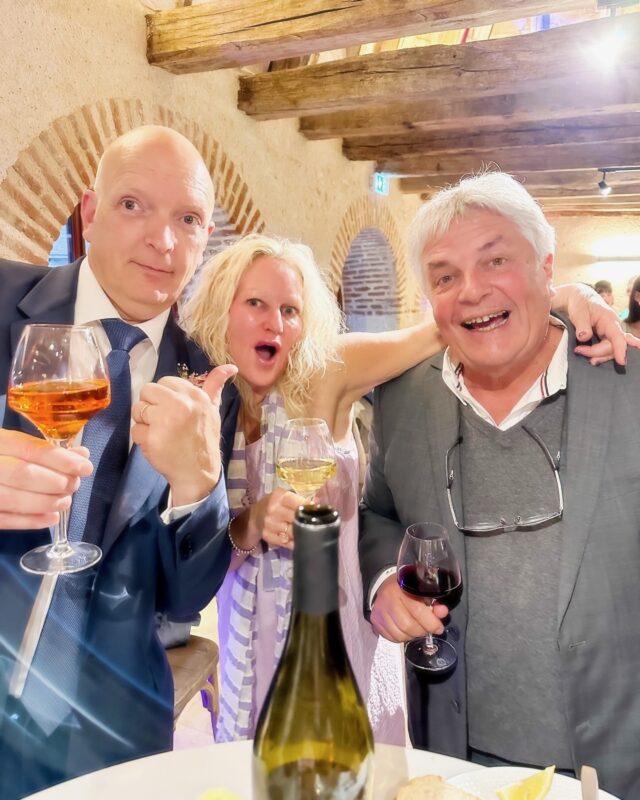 Chef Christophe, Christy and Chef Antoine together in the Loire Valley for the wedding of Christophe's daughter.