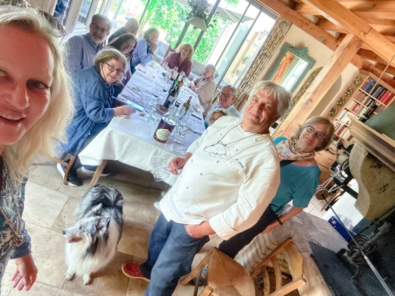 Cooking and lunch at home with friends Antoine and Claire in the Sauternes appellation during France Off the Beaten Path Bordeaux tour.