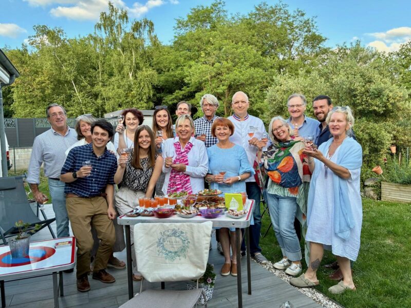 Tour guests together at home with our local French friends in the Loire Valley during France Off the Beaten Path tours.