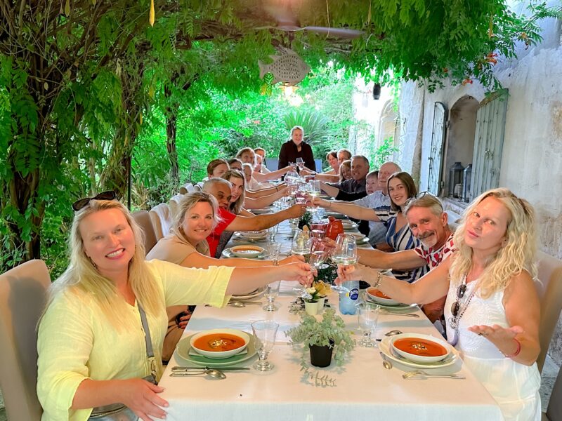 Privately hosted welcome dinner at our friend Chef Catherine's home during France Off the Beaten Path Provence tour.
