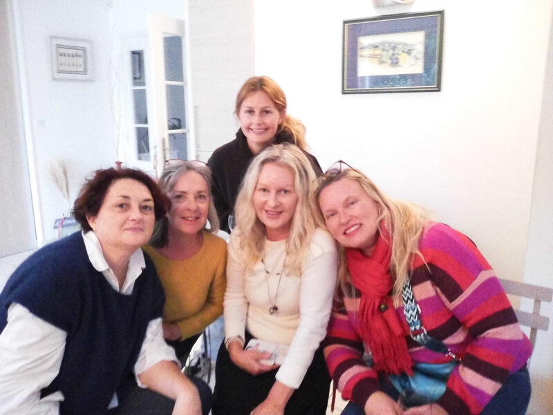 France with Friends. France Off the Beaten Path Loire Valley team at home during cooking class during Loire Valley Tour.