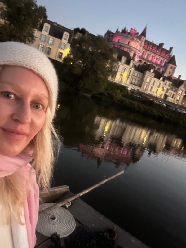 Founder Christy Destremau touring with guests in Loire Valley, France.