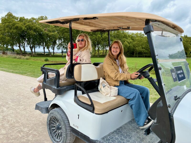 Founder Christy Destremau with her daughter Chloé at Chambord Castle during France Off the Beaten Path Loire Valley tour.