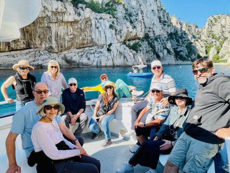 September Provence tour guests enjoying our calanques cruise in Cassis, France.