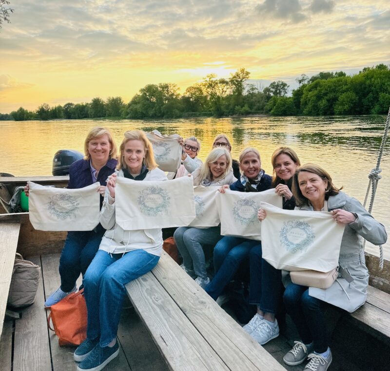 April ladies during float down Loire River during France Off the Beaten Path Loire Valley tour.