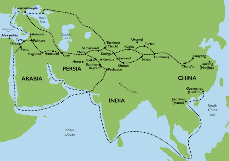 The Silk Road’s many trade routes, © Smart History