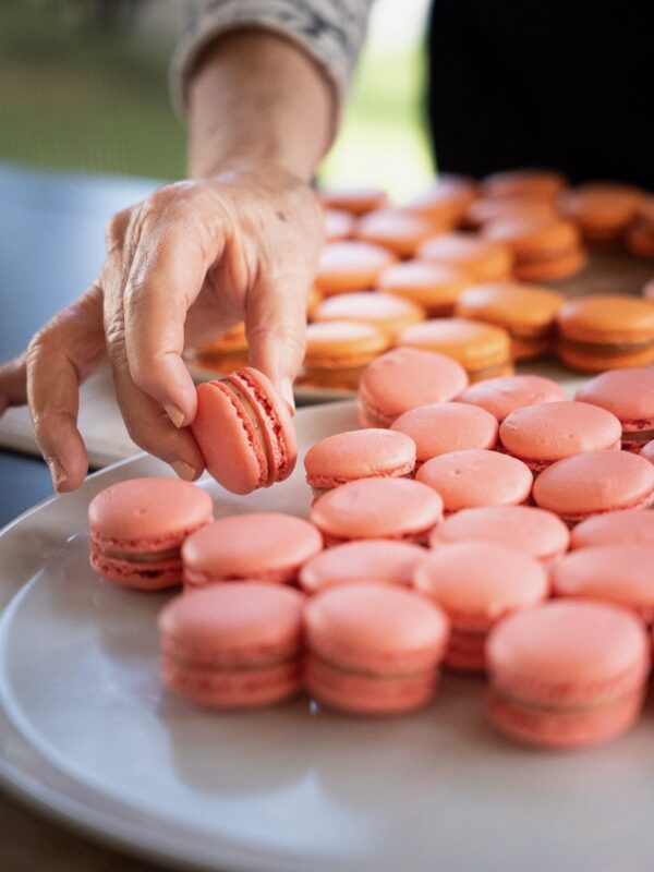 making macarons during our Provence Tours with our pastry chef at her home.