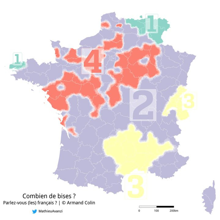 Number of bises according to regions © Mathieu Avanzi