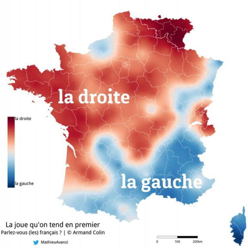 Heat map of which cheek to start la bise with. © Mathieu Avanzi