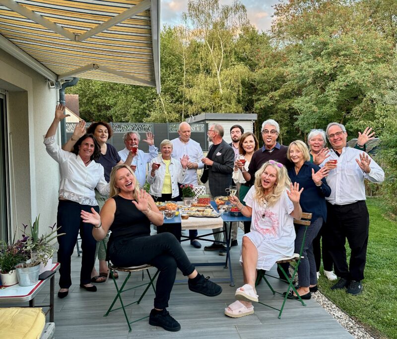 Cooking evening with our Chef friends Christophe and Angelique at their family home with tour guests during Loire Valley tour