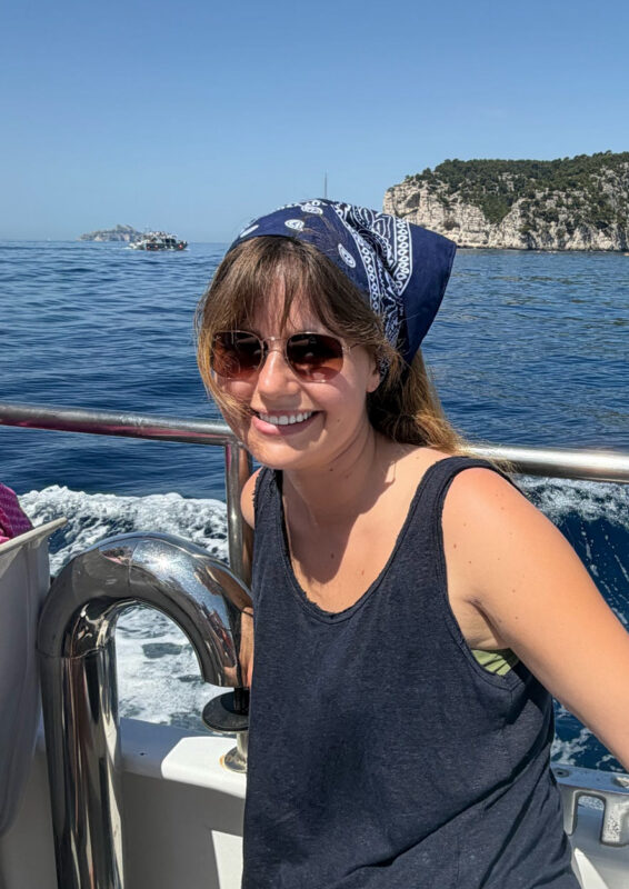 Chloé Destremau during our Friday Cassis Calques cruise during France Off the Beaten Path Provence Tour